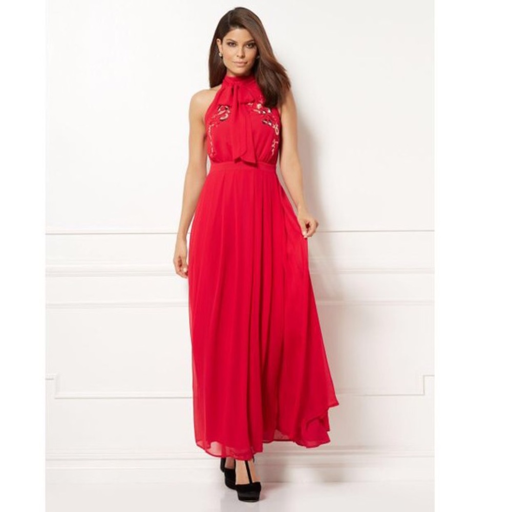 NY&C Eva Mendes Ximena collection red halter dress